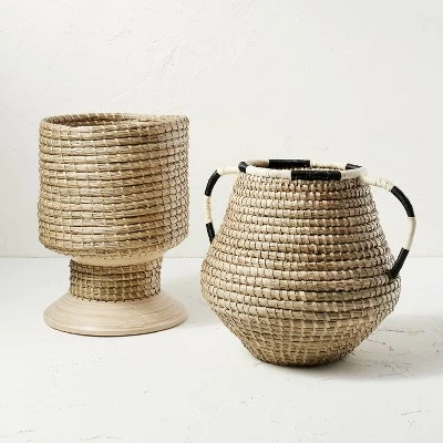 Seasgrass And Bamboo Woven Pedestal Vase - Opalhouse™ Designed With Jungalow™ - Image 3