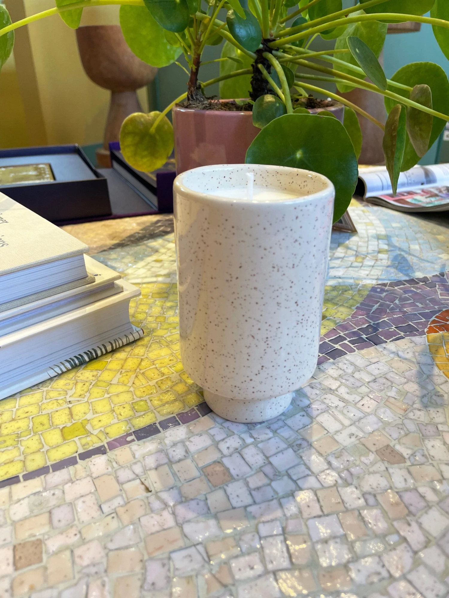 Jungalow Kaya Ceramic Candle - Speckled Cream/Coconut Musk - Image 5